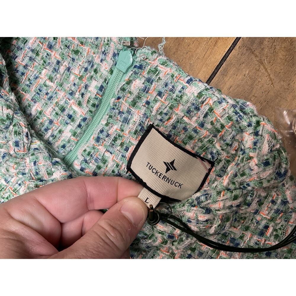 TUCKERNUCK Tweed Jackie Mini Shift Dress Green Textured Size large - Picture 8 of 13